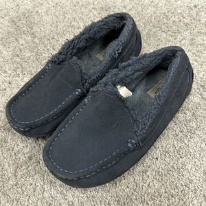 UGG Ascot Slipper Kid's 2 Blue Fur‎ Lined Suede Slip On